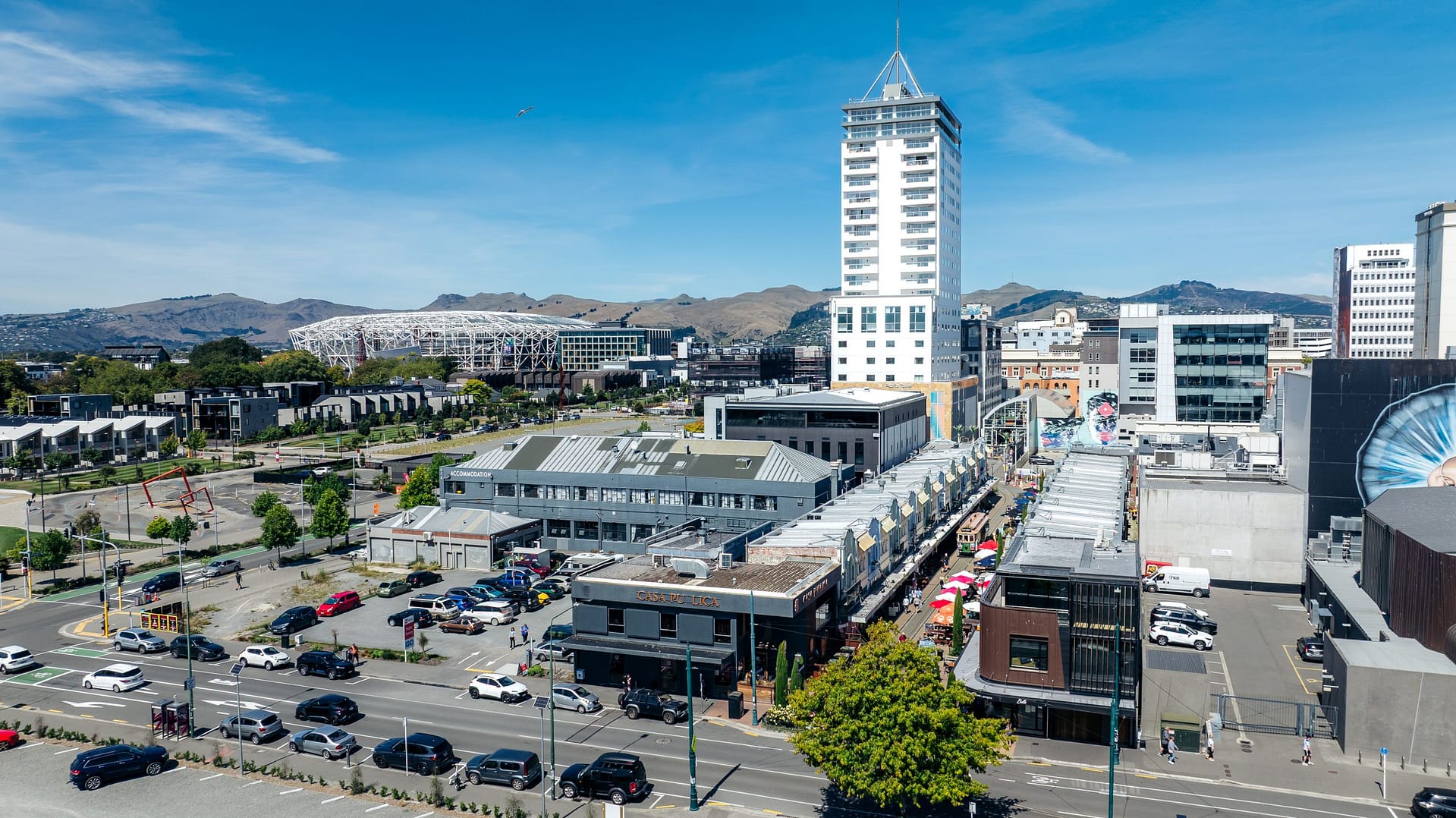 Aerial - New-Regent-St to Port Hills