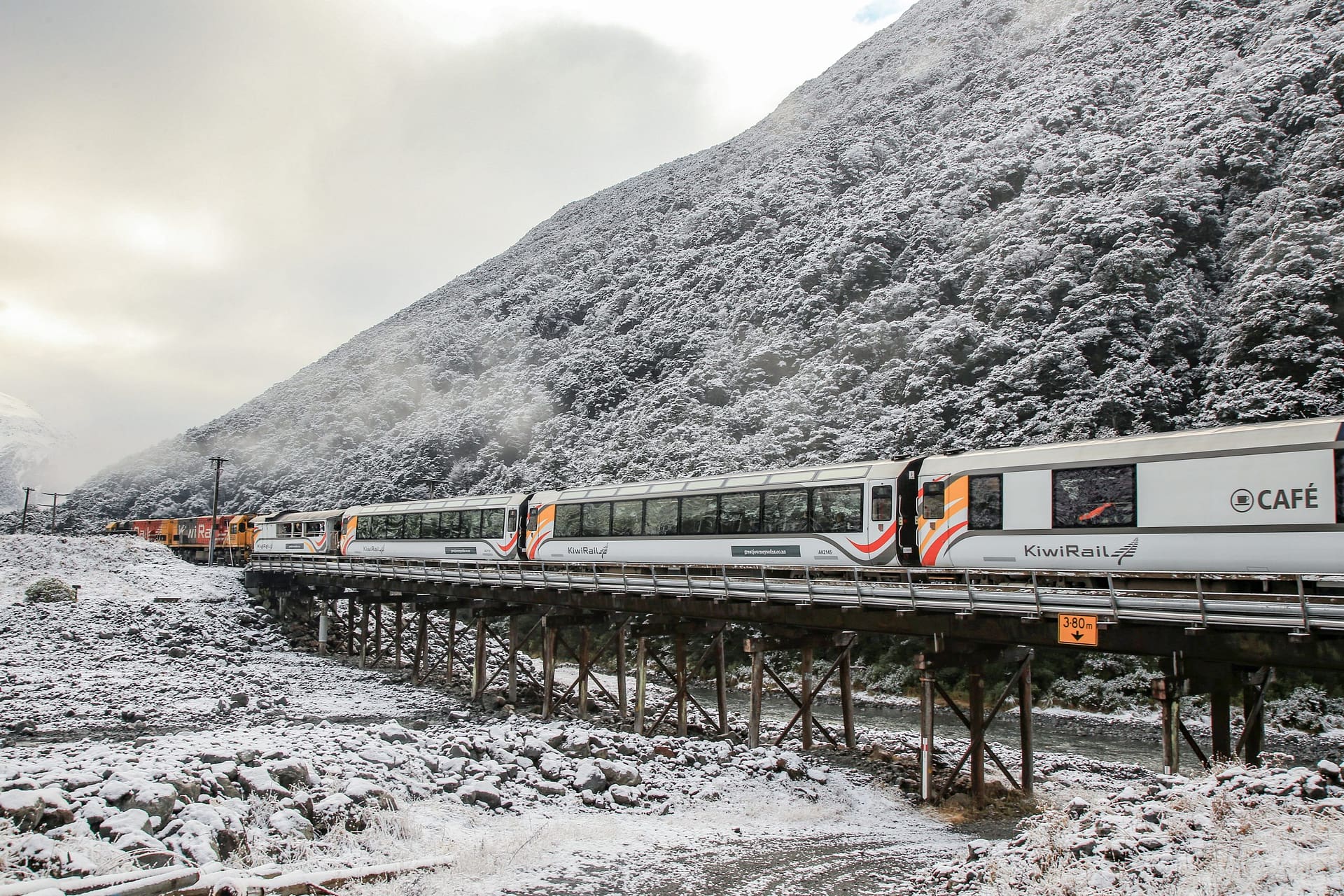 Tranzalpine travelling through snow